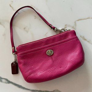 Fuchsia Coach Leather Wristlet